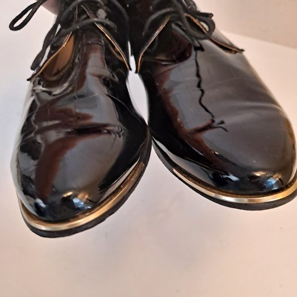 Mens Patent Leather Croc Embossed Shoes Gold Details/Trim/Studs Size 46 … - Picture 10 of 16